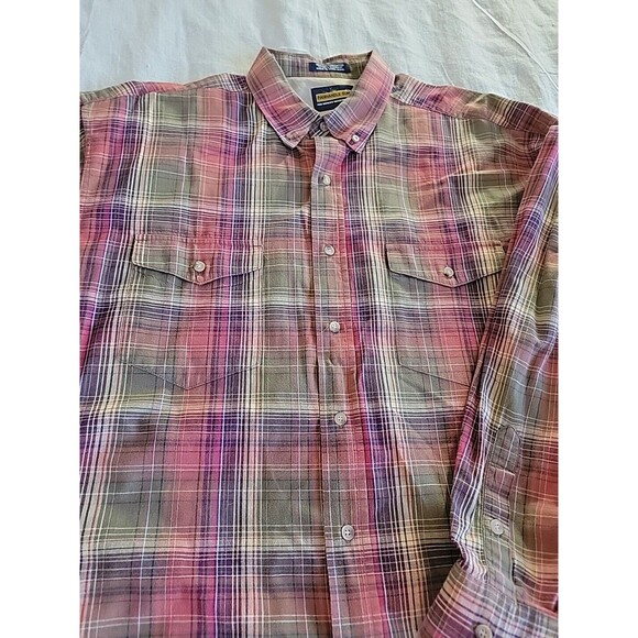 Panhandle Slim Shirt Mens XL Button Down Brown Red Plaid Western Cowboy Cotton - Picture 6 of 15